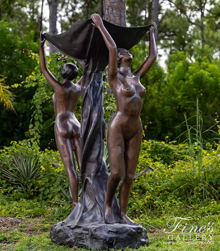 Bronze Fountains  - Art Deco Bronze Nude Women Fountain  - BF-899